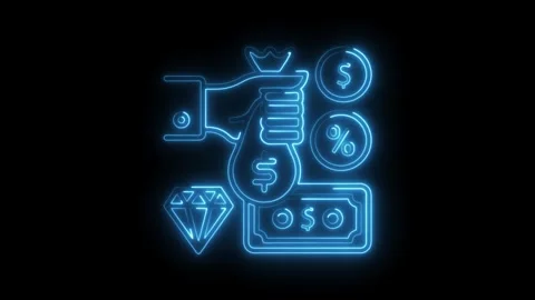 Glowing neon outline animation representing money savings investments and f.. 動画素材 308997734