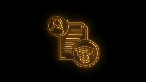 Glowing neon outline icon representing education and career development with Stock Footage 333957157