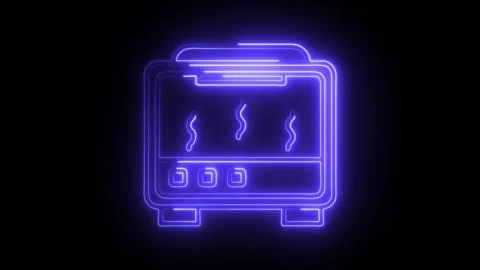 Glowing neon oven kitchen icon isolated on black background. HD Video motio.. Stock Footage 304533932