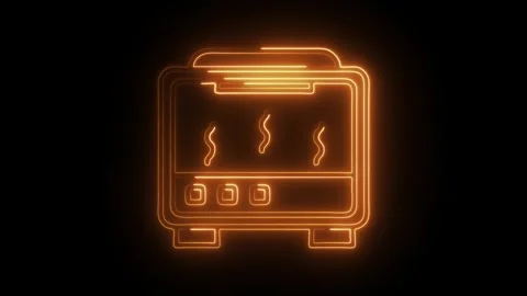 Glowing neon oven kitchen icon isolated on black background. HD Video motio.. Stock Footage 304533962
