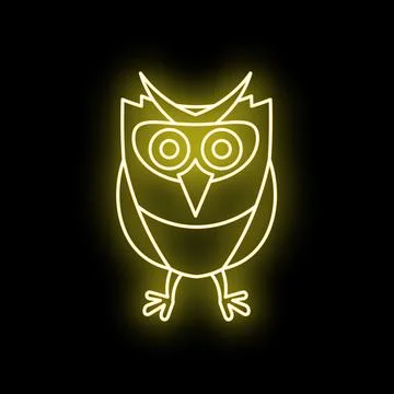 Glowing neon owl icon representing wisdom and nightlife Stock Illustration