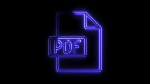 Glowing Neon P D F Icon Isolated on Black Background Futuristic Digital Doc.. Stock Footage 314554150