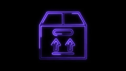 Glowing neon Package icon isolated on black background. HD Video motion gra.. Stock Footage 316158680