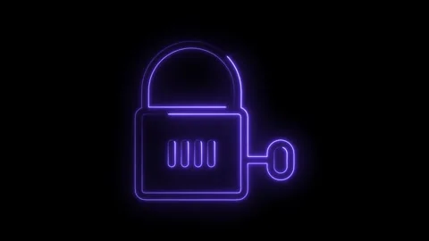 Glowing Neon Padlock Icon Security Lock Key Digital Symbol Abstract Technol.. Stock Footage 315498200
