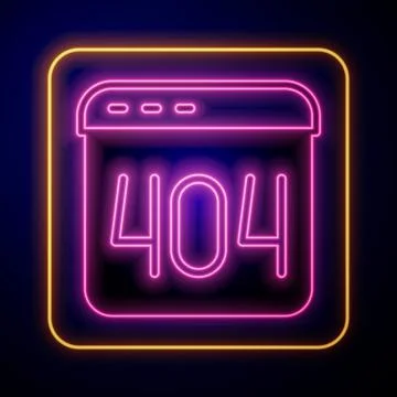 Glowing neon Page with a 404 error icon isolated on black background. Template イラスト素材
