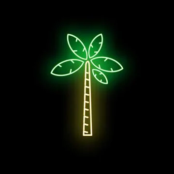 Glowing neon palm tree sign representing summer vacation Stock Illustration