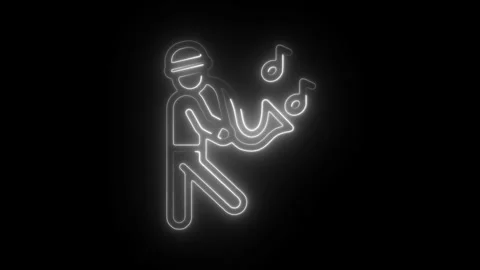 Glowing neon parade, icon isolated on black background. HD Video motion gra.. Stock Footage 304119082
