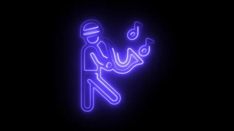 Glowing neon parade, icon isolated on black background. HD Video motion gra.. Stock Footage 304119179