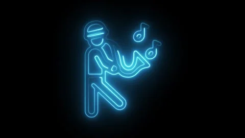 Glowing neon parade, icon isolated on black background. HD Video motion gra.. Stock Footage 304119188