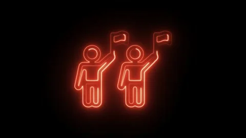 Glowing neon parade icon isolated on black background. HD Video motion grap.. Stock Footage 304119284