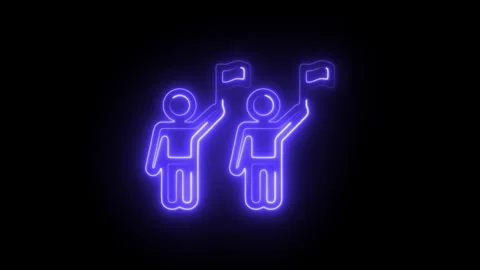 Glowing neon parade icon isolated on black background. HD Video motion grap.. Stock Footage 304119512