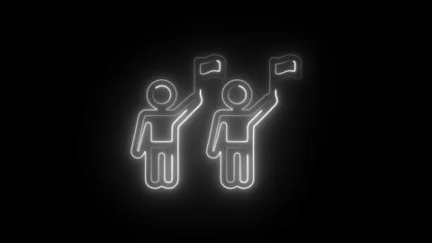 Glowing neon parade icon isolated on black background. HD Video motion grap.. Stock Footage 304119522