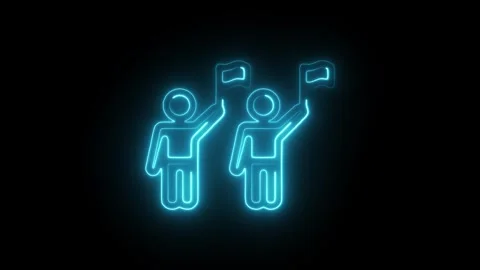 Glowing neon parade icon isolated on black background. HD Video motion grap.. Stock Footage 304119632