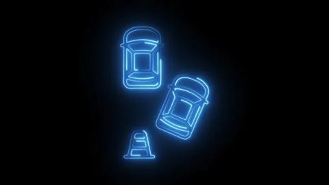 Glowing neon parallel icon isolated on black background. HD Video motion gr.. Stock Footage 314643236