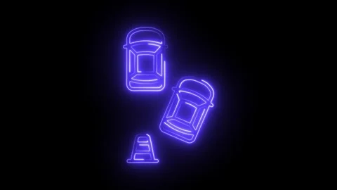 Glowing neon parallel icon isolated on black background. HD Video motion gr.. Stock Footage 314643239
