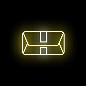 Glowing neon parcel icon representing shipping and logistics Stock Illustration