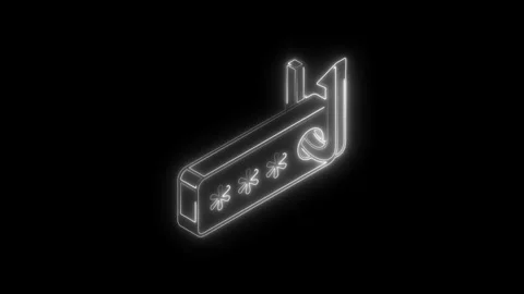 Glowing neon password icon with asterisks and fishing hook symbol represent.. Stock Footage 314704661