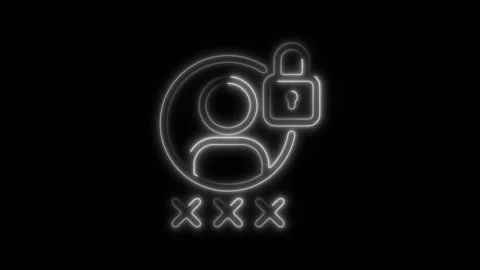 Glowing neon password icon isolated on black background. HD Video motion gr.. Stock Footage 304140967