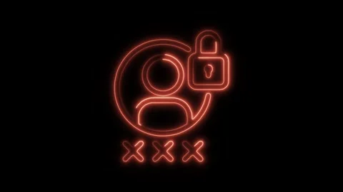 Glowing neon password icon isolated on black background. HD Video motion gr.. Stock Footage 304140971