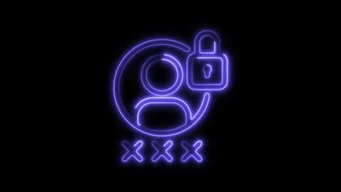 Glowing neon password icon isolated on black background. HD Video motion gr.. Stock Footage 304140986