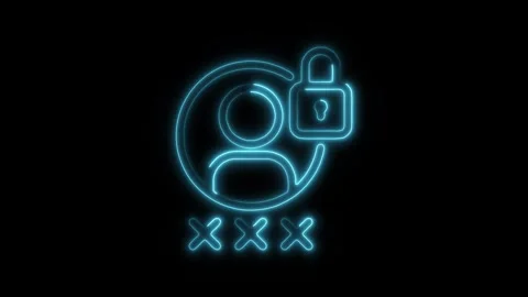 Glowing neon password icon isolated on black background. HD Video motion gr.. Stock Footage 304140987