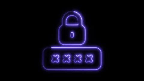 Glowing neon password icon isolated on black background. HD Video motion gr.. Stock Footage 304167802