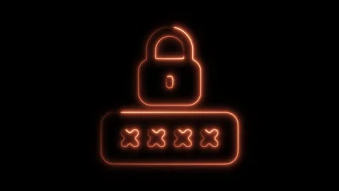Glowing neon password icon isolated on black background. HD Video motion gr.. Stock Footage 304167813