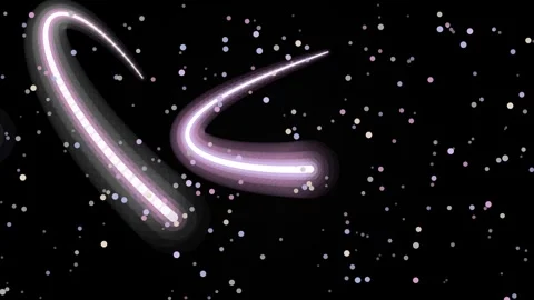 Glowing neon pathway in a starry cosmic landscape. Stock Footage 328618845