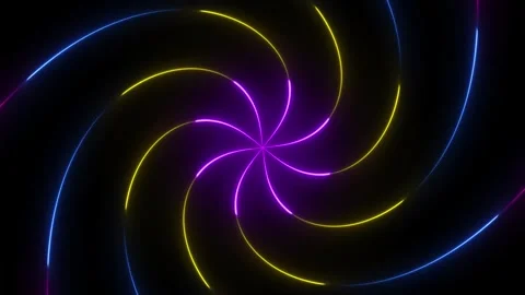 Glowing neon pattern twirl animated, neon line and seamless looped animation Stock Footage 263874089