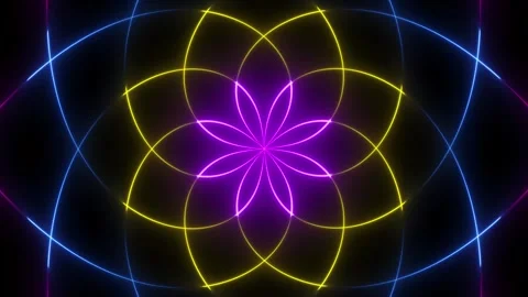 Glowing neon pattern twirl animated, neon line and seamless looped animation Stock Footage 263874099