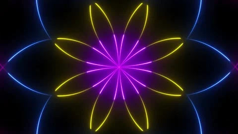 Glowing neon pattern twirl animated, neon line and seamless looped animation Stock Footage 263874109