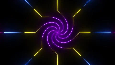 Glowing neon pattern twirl animated, neon line and seamless looped animation Stock Footage 263874111
