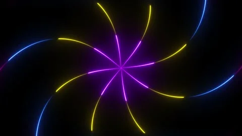 Glowing neon pattern twirl animated, neon line and seamless looped animation Stock Footage 263874120