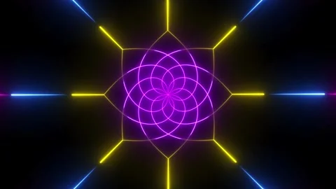 Glowing neon pattern twirl animated, neon line and seamless looped animation Stock Footage 263874124