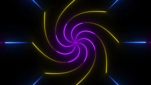 Glowing neon pattern twirl animated, neon line and seamless looped animation Stock Footage 263874131