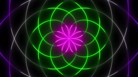 Glowing neon pattern twirl animated, neon line and seamless looped animation Stock Footage 263874137