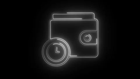 Glowing neon paylater icon isolated on black background. HD Video motion gr.. Vídeo Stock 304544329