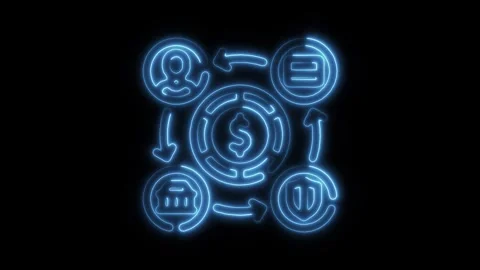 Glowing neon payment gateway icon isolated on black background. HD Video mo.. Stock Footage 304146261