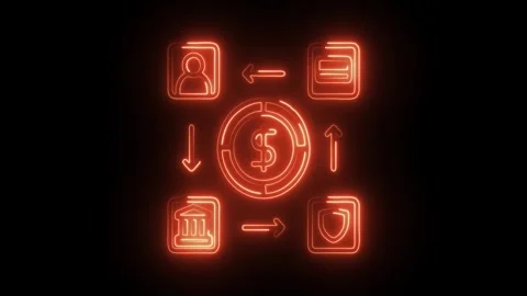 Glowing neon payment gateway icon isolated on black background. HD Video mo.. Stock Footage 314641854