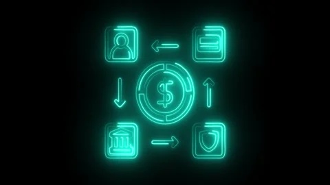 Glowing neon payment gateway icon isolated on black background. HD Video mo.. Stock Footage 314641855