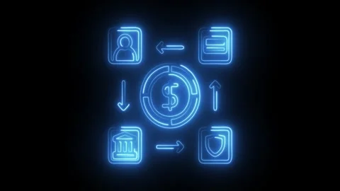 Glowing neon payment gateway icon isolated on black background. HD Video mo.. Stock Footage 314641856