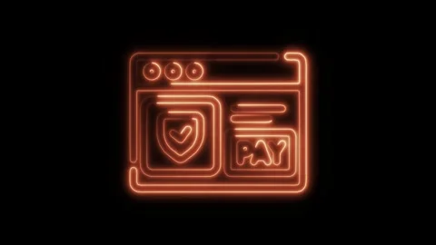 Glowing neon payment security icon isolated on black background. HD Video m.. Stock Footage 304171649