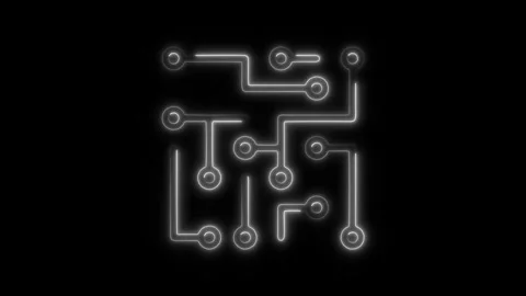 Glowing neon pcb icon isolated on black background. HD Video motion graphic.. Stock Footage 304144051