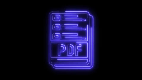Glowing neon pdf file document icon animation on black background perfect for Video stock 322971593