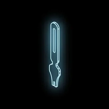 Glowing neon pen tool icon on dark background Stock Illustration