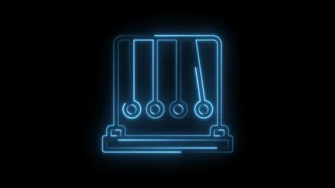 Glowing neon pendulum balls cradle illustration kinetic energy concept animation Stock Footage 322988377