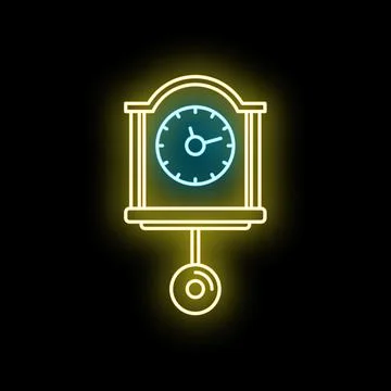 Glowing neon pendulum clock symbol representing time Stock Illustration