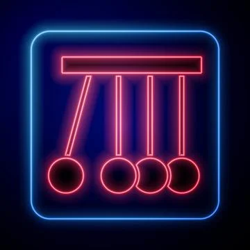 Glowing neon Pendulum icon isolated on blue background. Newtons cradle. Vector 스톡 일러스트