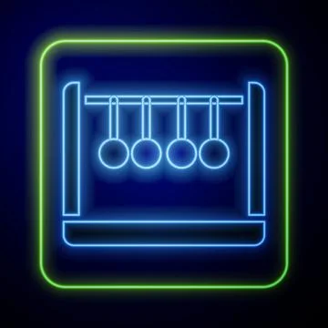 Glowing neon Pendulum icon isolated on blue background. Newtons cradle. Vector イラスト素材