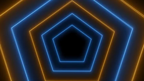 Glowing neon pentagons in dark space. Stock Footage 286407736